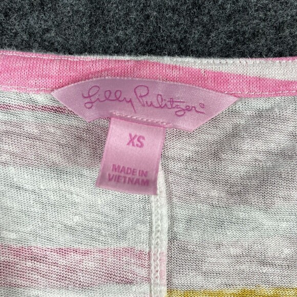 Lilly Pulitzer Women's Pink Stripped Duval Notch Neckline Linen Top Size XSmall - Picture 3 of 7